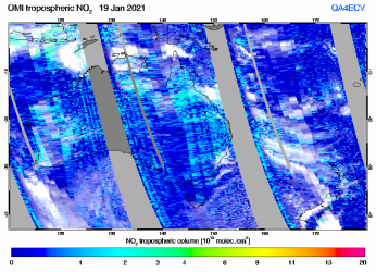 Tropospheric NO2 of 19 January 2021