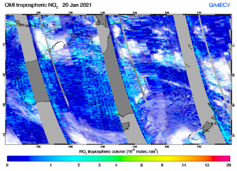 Tropospheric NO2 of 20 January 2021