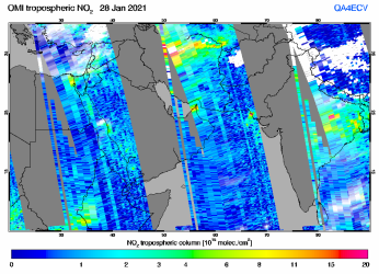 Tropospheric NO2 of 28 January 2021