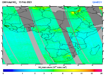 Total NO2 column of 13 February 2021