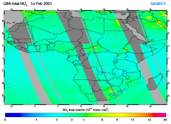 Total NO2 column of 14 February 2021