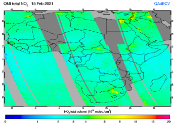 Total NO2 column of 15 February 2021