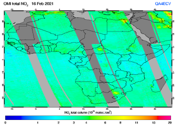 Total NO2 column of 16 February 2021