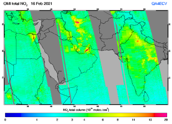Total NO2 column of 16 February 2021