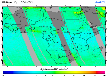 Total NO2 column of 18 February 2021