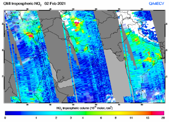 Tropospheric NO2 of 02 February 2021
