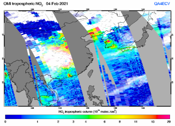Tropospheric NO2 of 04 February 2021