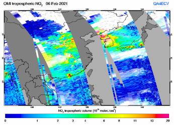 Tropospheric NO2 of 06 February 2021