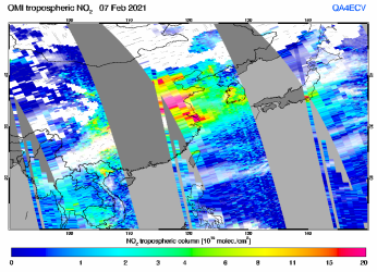 Tropospheric NO2 of 07 February 2021