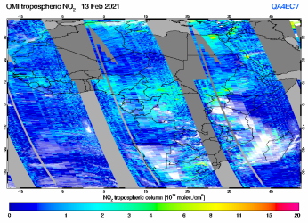 Tropospheric NO2 of 13 February 2021