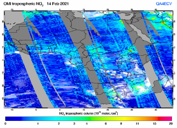 Tropospheric NO2 of 14 February 2021