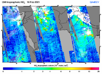 Tropospheric NO2 of 16 February 2021