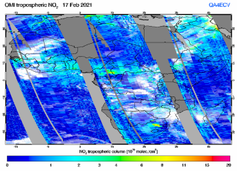 Tropospheric NO2 of 17 February 2021