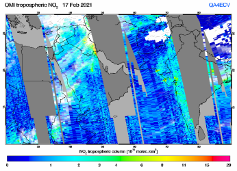 Tropospheric NO2 of 17 February 2021