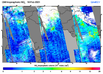 Tropospheric NO2 of 18 February 2021