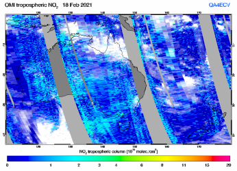 Tropospheric NO2 of 18 February 2021