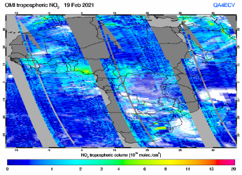 Tropospheric NO2 of 19 February 2021