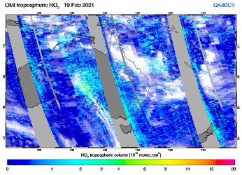 Tropospheric NO2 of 19 February 2021