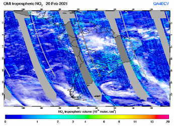 Tropospheric NO2 of 20 February 2021