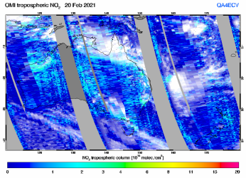 Tropospheric NO2 of 20 February 2021
