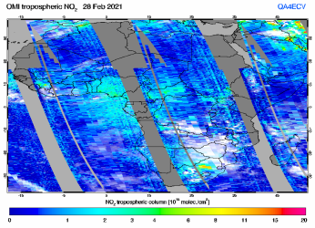 Tropospheric NO2 of 28 February 2021