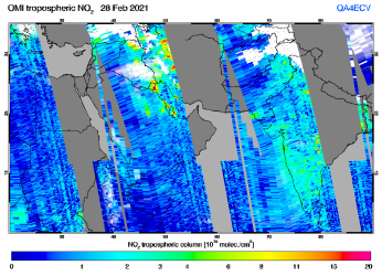 Tropospheric NO2 of 28 February 2021