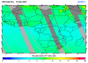 Total NO2 column of 15 March 2021