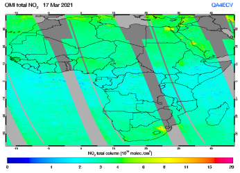 Total NO2 column of 17 March 2021