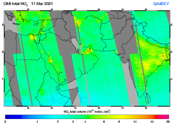 Total NO2 column of 17 March 2021