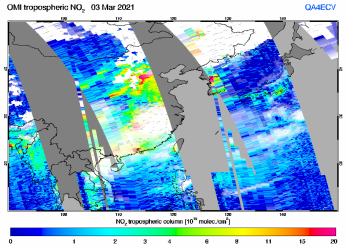 Tropospheric NO2 of 03 March 2021