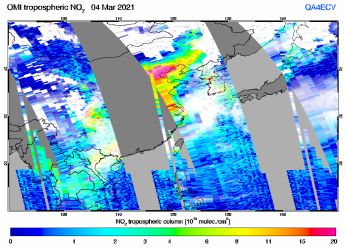 Tropospheric NO2 of 04 March 2021