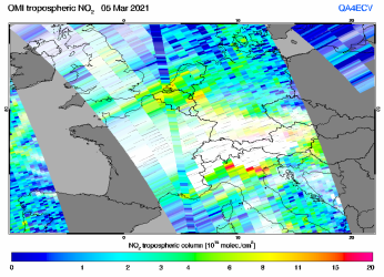 Tropospheric NO2 of 05 March 2021