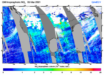 Tropospheric NO2 of 05 March 2021