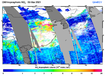 Tropospheric NO2 of 05 March 2021