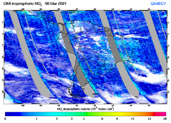 Tropospheric NO2 of 06 March 2021
