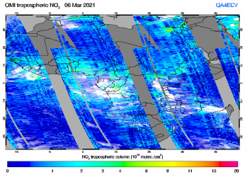 Tropospheric NO2 of 06 March 2021
