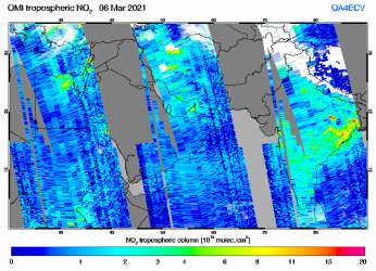 Tropospheric NO2 of 06 March 2021