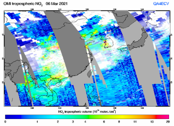 Tropospheric NO2 of 06 March 2021