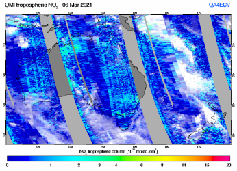 Tropospheric NO2 of 06 March 2021