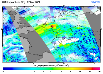 Tropospheric NO2 of 07 March 2021