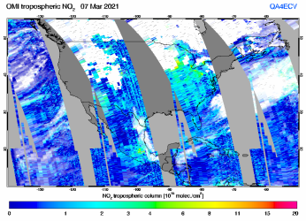 Tropospheric NO2 of 07 March 2021