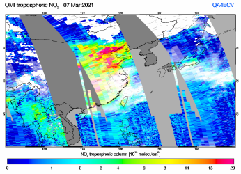 Tropospheric NO2 of 07 March 2021