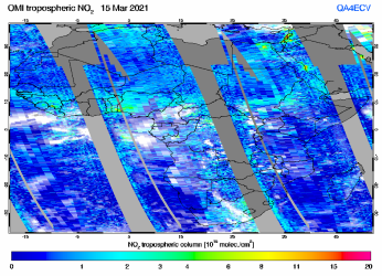 Tropospheric NO2 of 15 March 2021