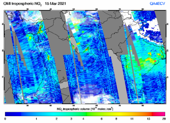 Tropospheric NO2 of 15 March 2021