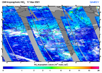 Tropospheric NO2 of 17 March 2021