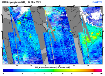 Tropospheric NO2 of 17 March 2021