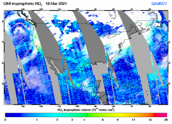 Tropospheric NO2 of 18 March 2021