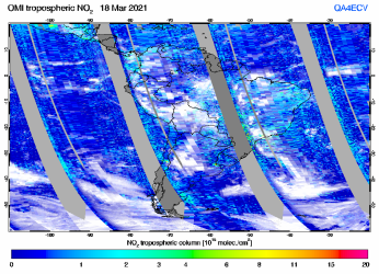 Tropospheric NO2 of 18 March 2021