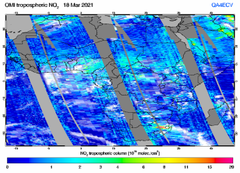 Tropospheric NO2 of 18 March 2021