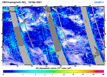 Tropospheric NO2 of 18 March 2021